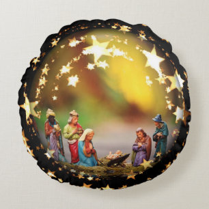Könige Nativity-Szenen-Krippen-Jungfrau-Mary-Jesu Rundes Kissen