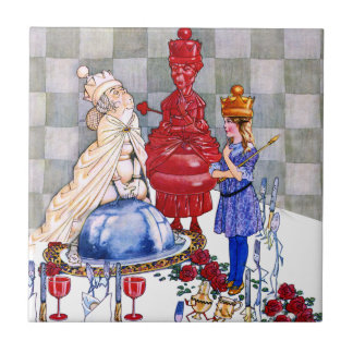 Königin Alice, die rote Königin und die weiße Fliese