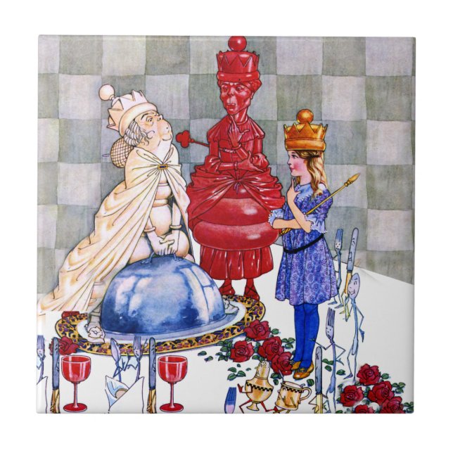 Königin Alice, die rote Königin und die weiße Fliese (Vorderseite)