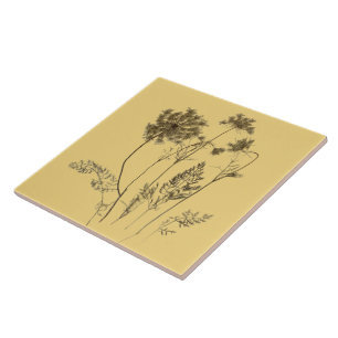 Königin Anne's Lace auf einer Keramik Tile (Gelb A Fliese