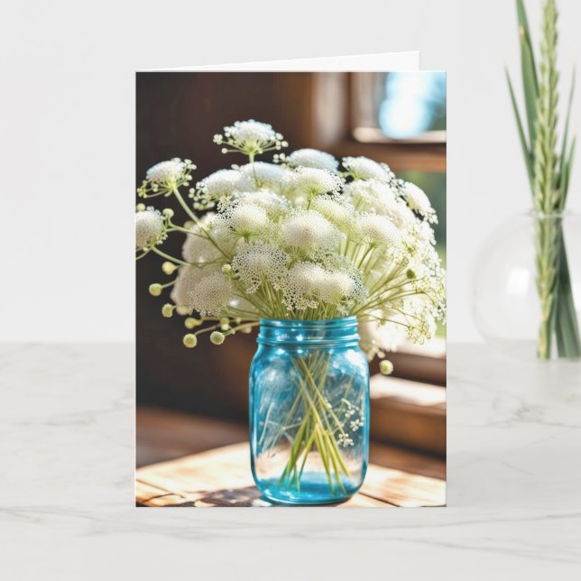 Königin Anne's Lace Bouquet Geburtstag Karte (Vorderseite)