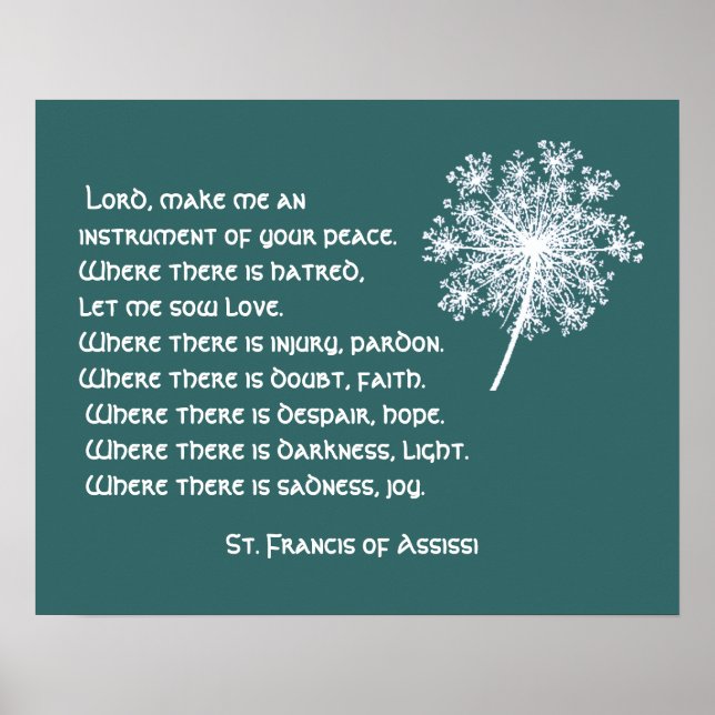 Königin Anne's Lace St. Francis Assissi Gebet Poster (Vorne)
