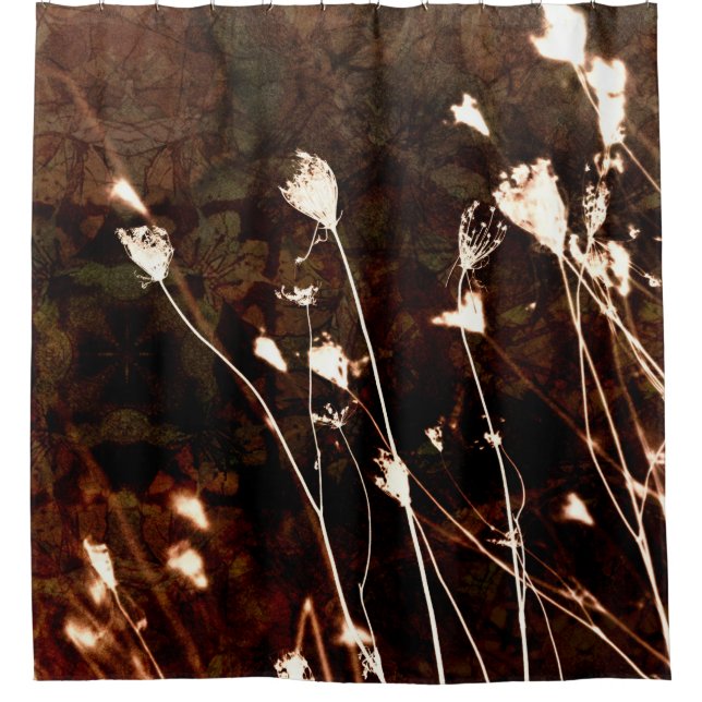 Königin Anne's Spitzendark Brown Green Tapestry Duschvorhang (Vorderseite)