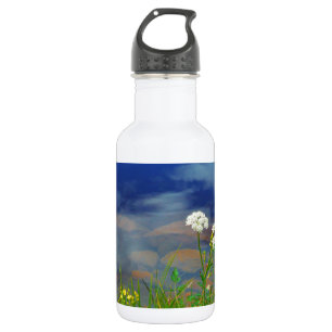 Königin Anns Spitzen-Blume, blauer Bergsee Edelstahlflasche