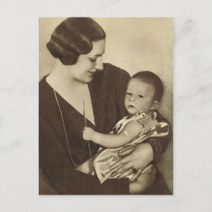 Königin Astrid von Belgien mit Prinz Albert Postkarte