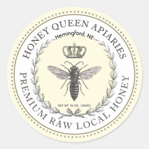 Königin Bee Honey Crown Wreath Dotted Border Class Runder Aufkleber