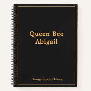 Königin Bee [Name] Schwarz und Gelb Notizbuch