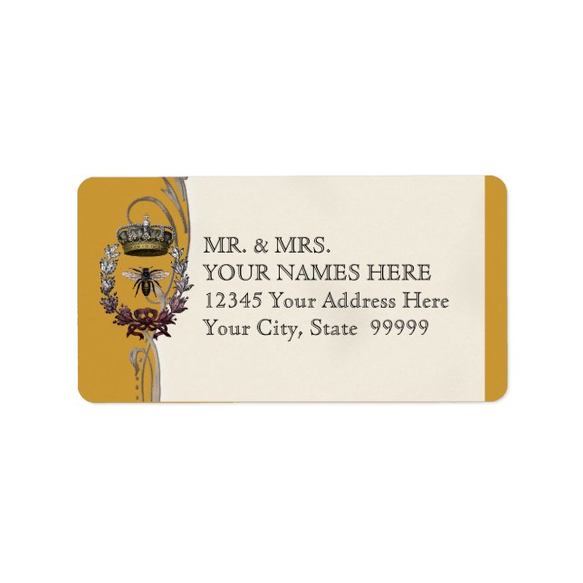 Königin Bee Royal Wedding Bridal Einladung Adressaufkleber (Vorne)