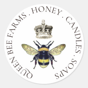 Königin Bee und Regal Crown Apiary Runder Aufkleber