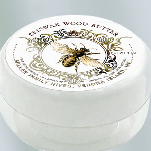 Königin Biene Gold Verzierte Rahmen Bienenwachs Ho Runder Aufkleber