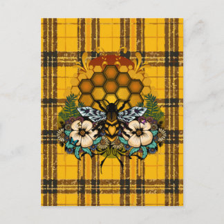 Königin Biene Honigwaben Blumen Kunst Gelb Braun K Postkarte
