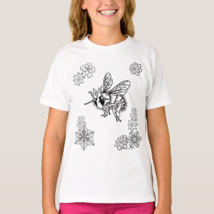 Königin-Biene mit Blumen unterstützen Flügel du T-Shirt