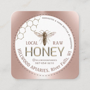 Königin Biene Rose Gold Imker Honeycomb Quadratische Visitenkarte