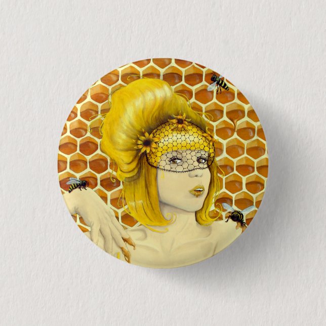 Königin-Bienen-Button-Knopf - Apiphilia durch Button (Vorderseite)