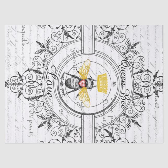Königin-Bienen-Liebe Decoupage Seidenpapier (Vorderseite)