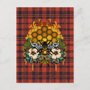 Königin Bienenhonigwaben-Blumenkunst verbranntes O Postkarte