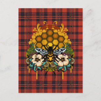 Königin Bienenhonigwaben-Blumenkunst verbranntes O Postkarte