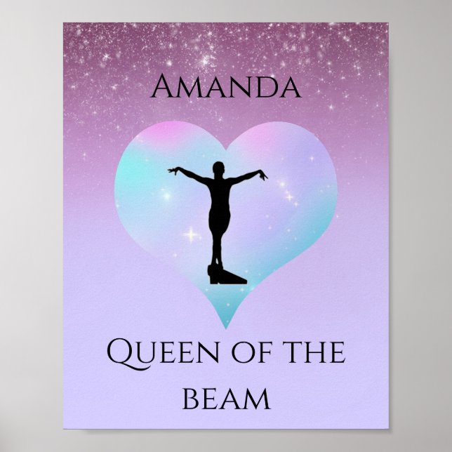 Königin der Beam Gymnastik Lila Ombre Glitzer Poster (Vorne)