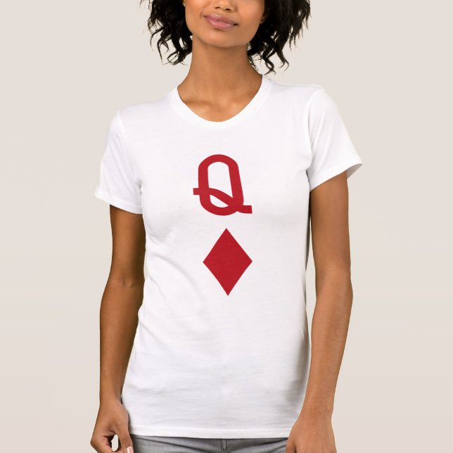 Königin der Diamant-roten Spielkarte T-Shirt (Vorderseite)