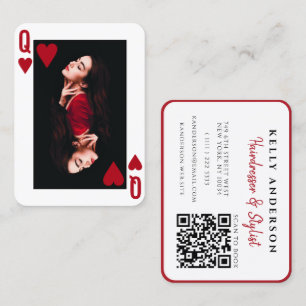 Königin der Herzen feminine Foto-QR-Code-Friseuse Visitenkarte