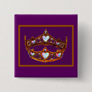 Königin der Herzen Goldene Krone Tiara königliches Button