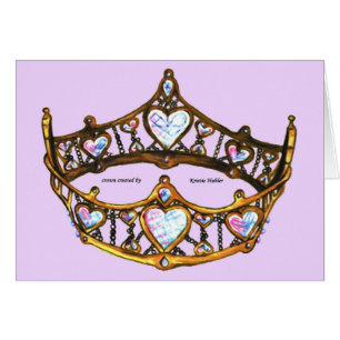 Königin der Herzen Goldkrone Tiara rosa lila Karte