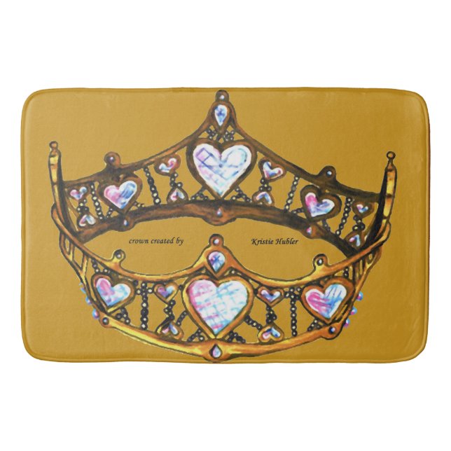 Königin der Herzen Goldkrone Tiara Senfmatte Badematte (Vorderseite)