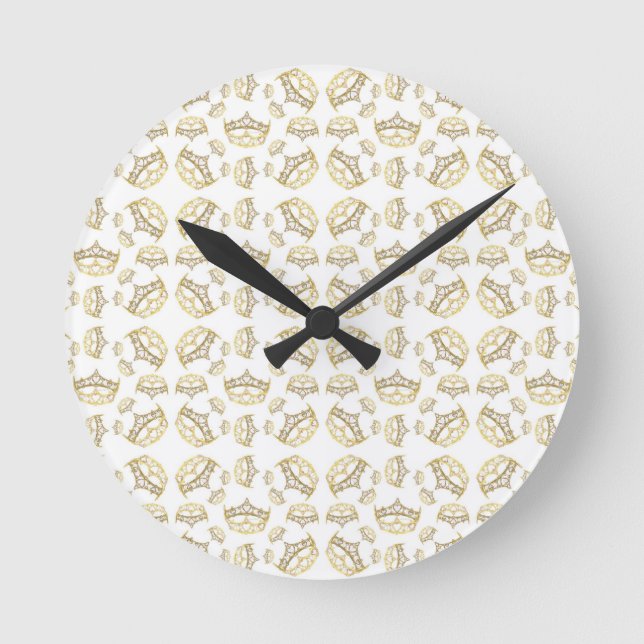 Königin der Herzen Krone Tiara Pattern Wall Uhr (Vorderseite)