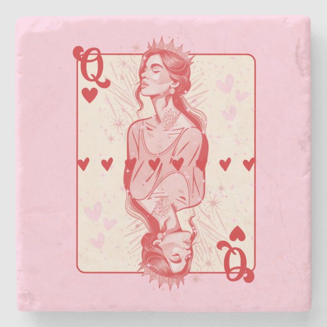 Königin der Herzen Rosa Preppy Art Steinuntersetzer (Vorderseite)