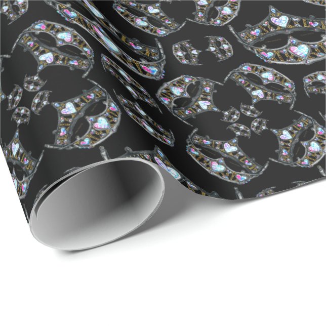 Königin der Herzen Silver Crowns Tiaras schwarze V Geschenkpapier (Rolleneckpunkt)