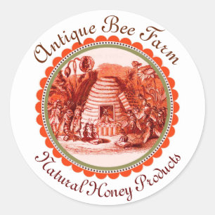 KÖNIGIN DER HONEY-BIENE IM SKEP/RÄUME RUNDER AUFKLEBER