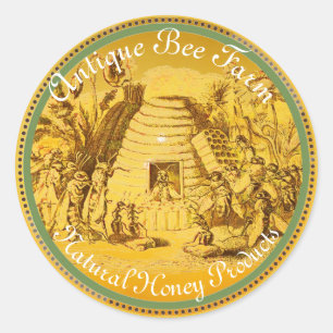 KÖNIGIN DER HONEY-BIENE IM SKEP/RÄUME RUNDER AUFKLEBER