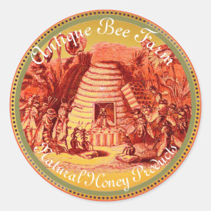 KÖNIGIN DER HONEY-BIENE IM SKEP/RÄUME RUNDER AUFKLEBER