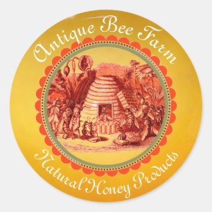 KÖNIGIN DER HONEY-BIENE IM SKEP/RÄUME RUNDER AUFKLEBER