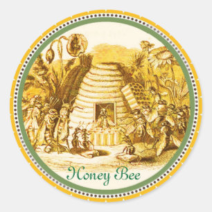 KÖNIGIN DER HONEY BIES IN SKEP / RINDFLEISCH RUNDER AUFKLEBER