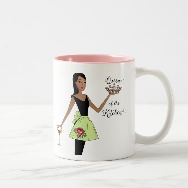 "Königin der Küche"/Krieger mit Spatula Zweifarbige Tasse (Rechts)
