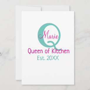 Königin der Küche monogramm grün rosa einfache min Einladung