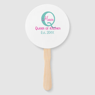 Königin der Küche monogramm grün rosa einfache min Fächer