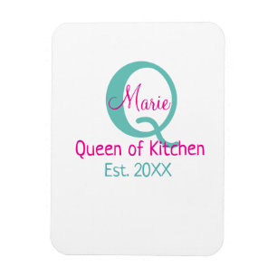 Königin der Küche monogramm grün rosa einfache min Magnet