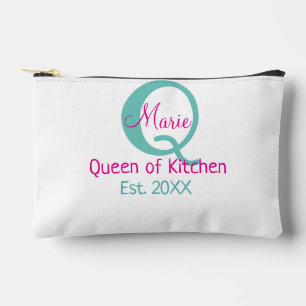Königin der Küche monogramm grün rosa einfache min Zubehörtasche