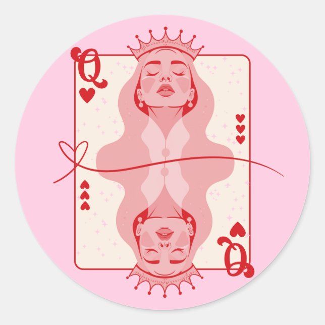 Königin der Künste Rot und Rosa Kunst Runder Aufkleber (Vorderseite)