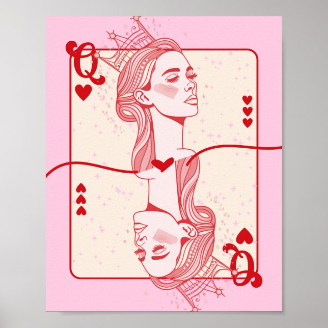 Königin der Künste Rot und Rosa Preppy Art Poster (Vorne)