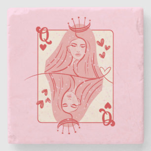 Königin der Künste Rot und Rosa Preppy Art Steinuntersetzer