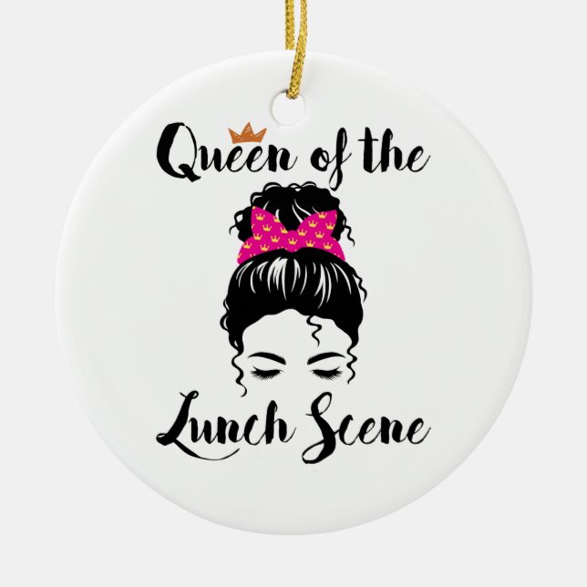 Königin der "Lunch Scene Cafeteria Worker Women" Keramik Ornament (Vorne)
