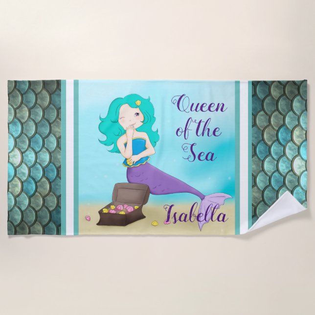 Königin der Meerjungfrau Strandtuch (Vorderseite)