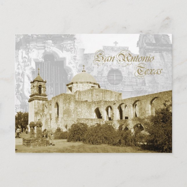 Königin der Missionen, San Antonio, Texas Postkarte (Vorderseite)