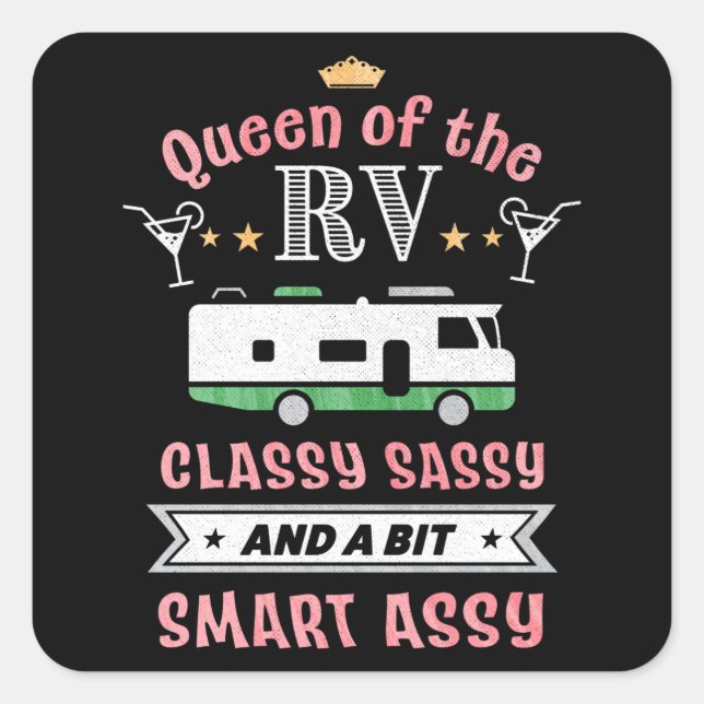 Königin der RV - Funny Gift for Women Camper Ehefr Quadratischer Aufkleber (Vorderseite)