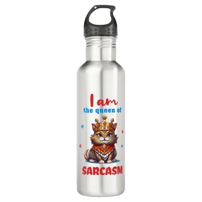 Königin der Sarkasmuskatze Edelstahlflasche (Vorderseite)