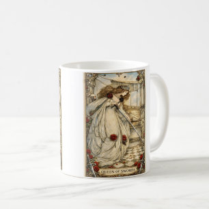 Königin der Schwerter Tarotkarte Art Nouveau Vinta Kaffeetasse