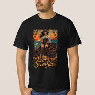 Königin der Sieben Sünden – Piraten-Pin-Up-Fantasy T-Shirt